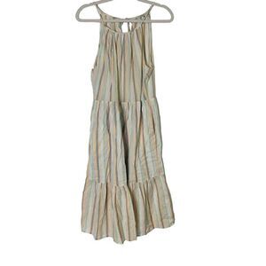 Lucky Brand Pastel Stripes Metallic MIDI Sundress